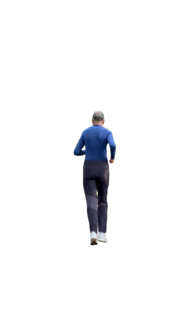Runner cut out by RotoCut, with text behind her